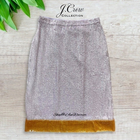 J.Crew Collection NWT Rare iridescent lavender & marigold sequin pencil skirt - Picture 4 of 9
